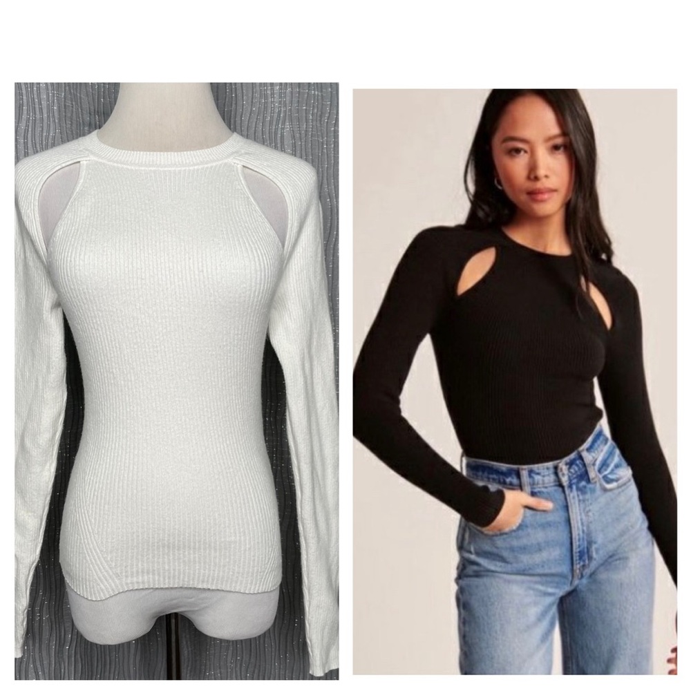 Abercrombie collarbone cutout ribbed pullover sweater